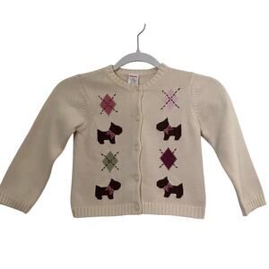 Gymboree Scottie Surprise Cardigan Sweater Girls Toddler Cream Argyle 5T